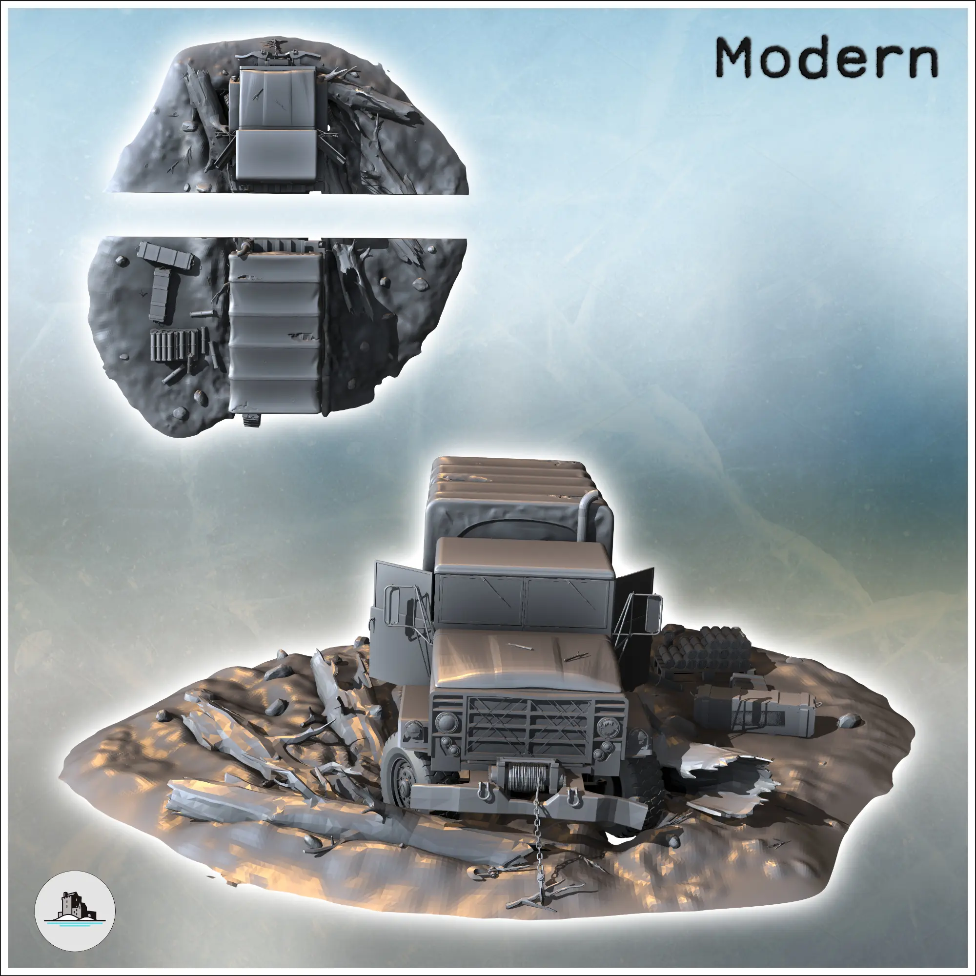 Covered transport truck body with tree trunks (1) - miniatur