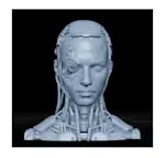 Photorealistic Split Cyborg Female Head-2