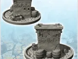 Medieval house on pedestal with flat roof and exterior acces-3