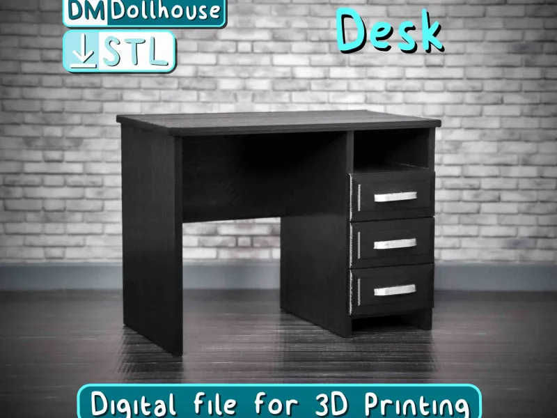 Dollhouse Desk with 3 drawers - STL files for 3D printing
