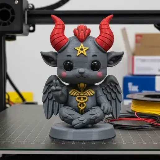 Chibi and cute Baphomet figurine
