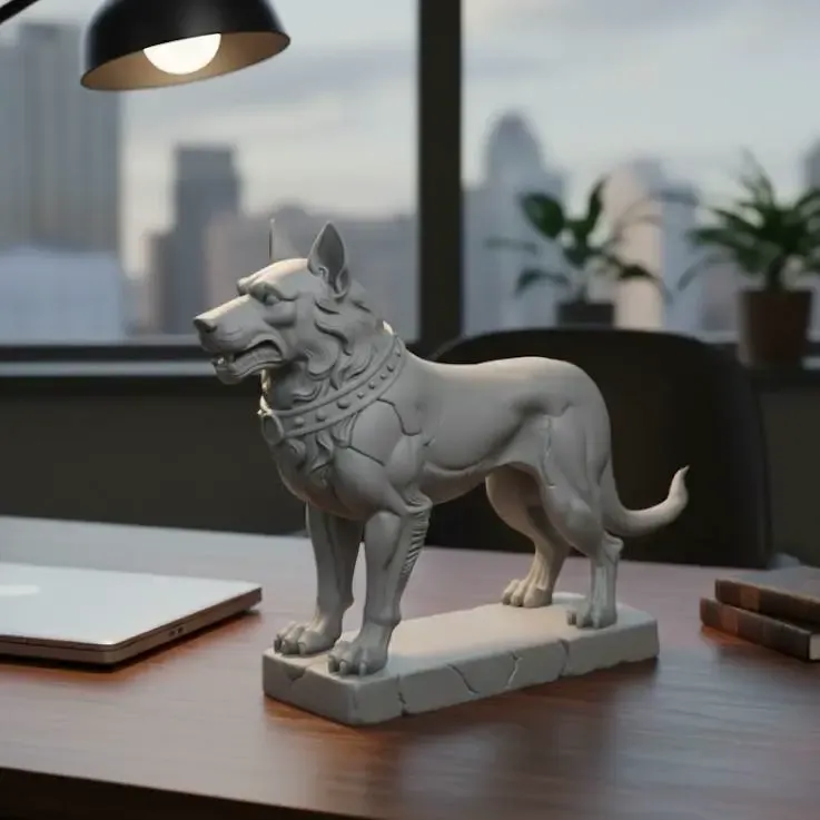 angry dog ​​statue