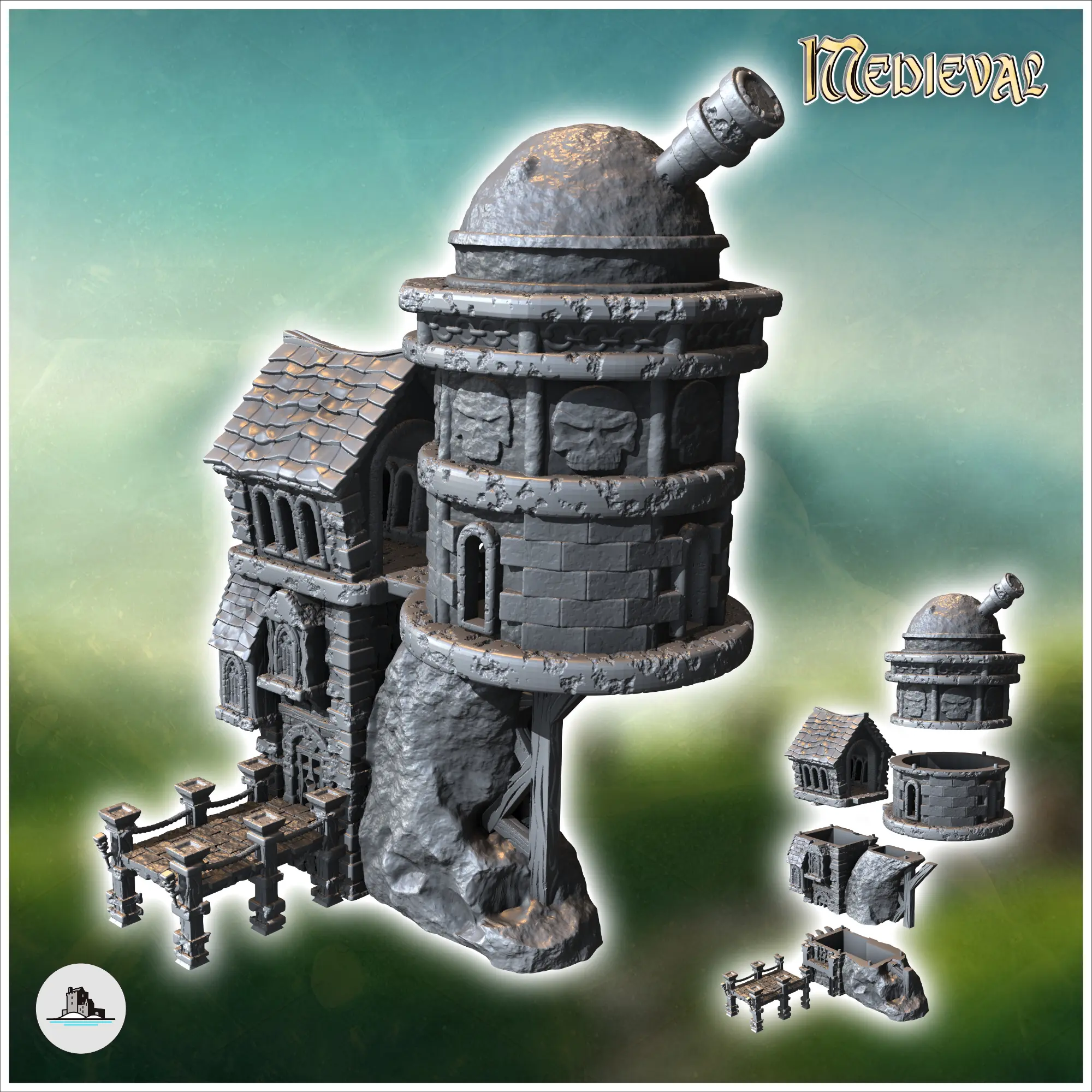 Medieval observatory with dome and wooden pontoon (33) - min