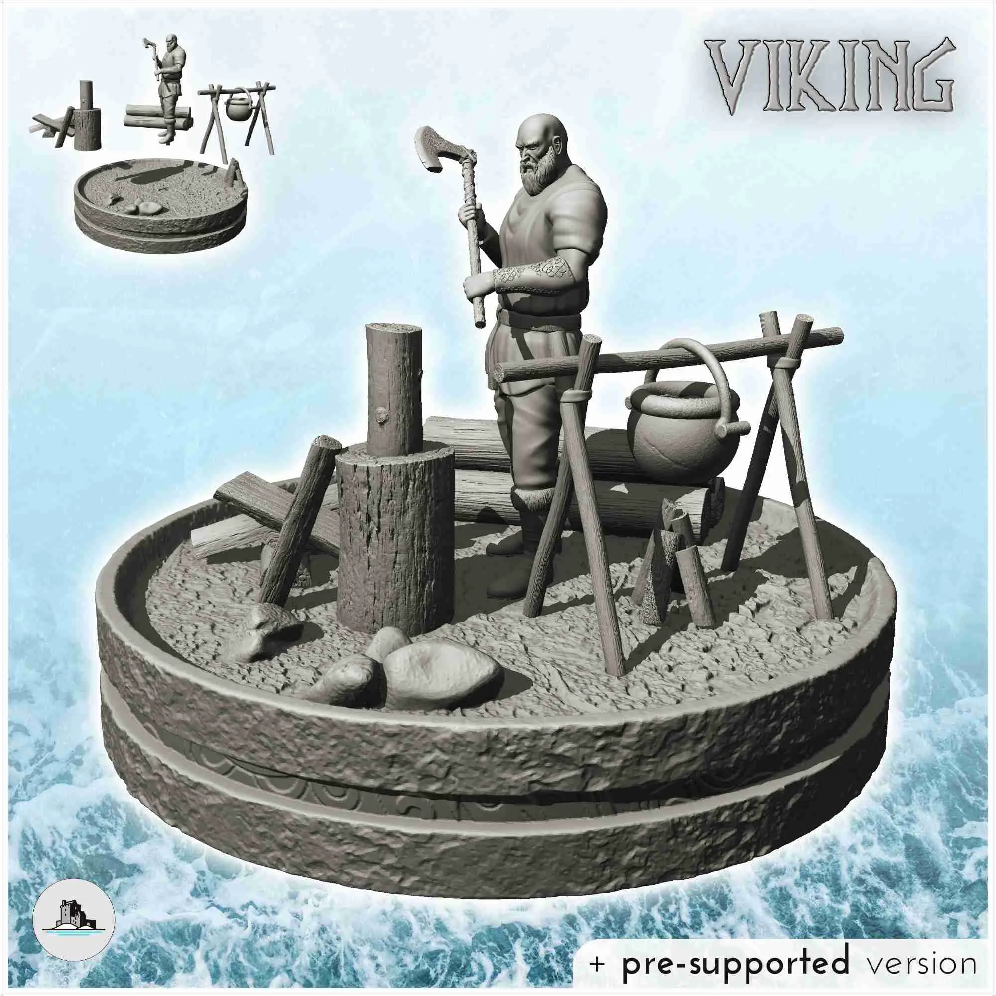 Medieval lumberjack with axe and stew (13) - scenery medieva