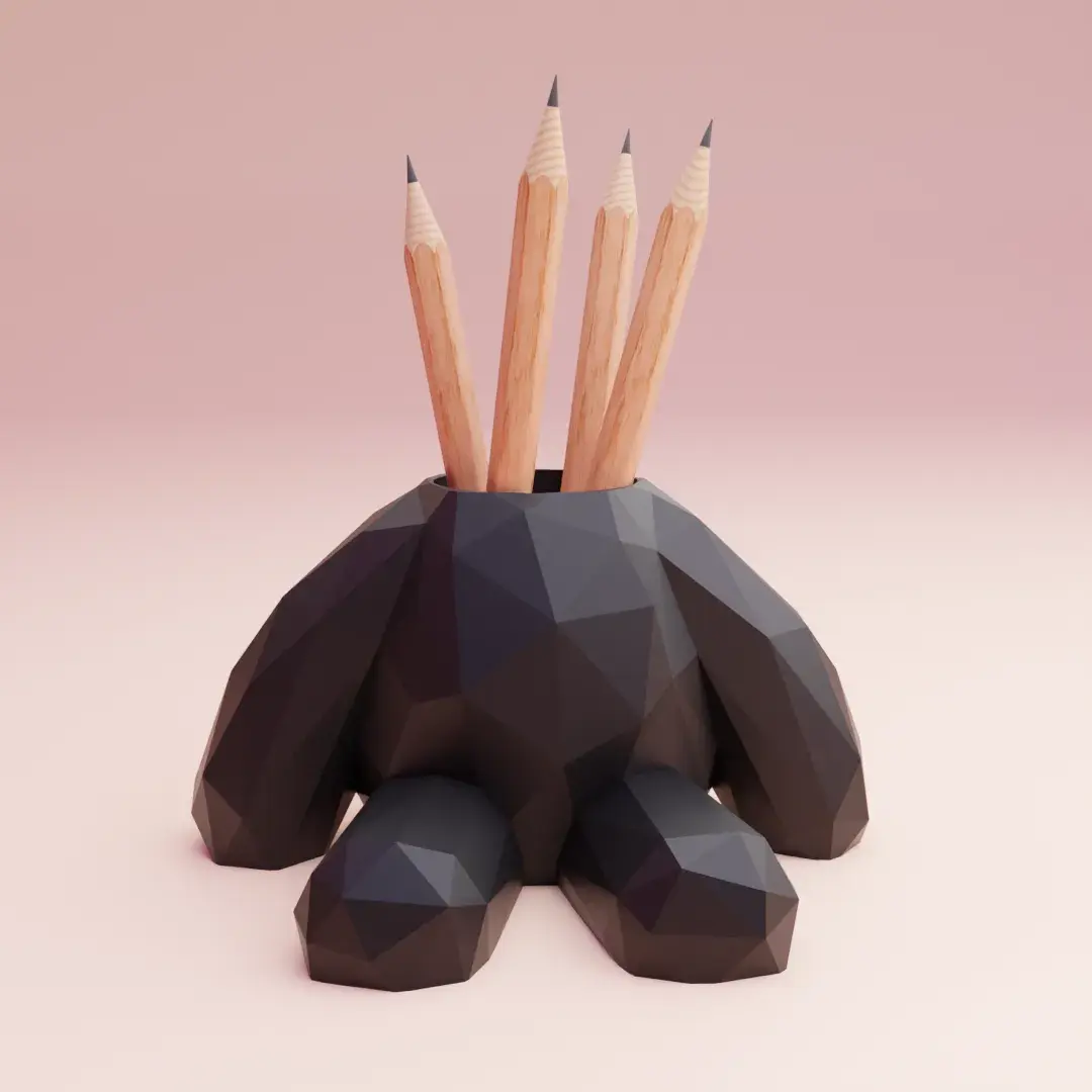 pencil holder lowpoly treddy bear decoration