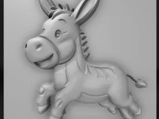 playful donkey cartoon trotting with a cheeky grin