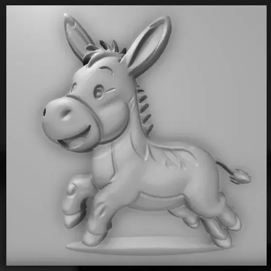 playful donkey cartoon trotting with a cheeky grin