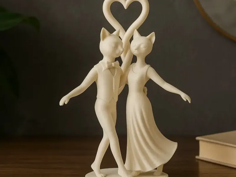 Dancing Cats Sculpture - Minimalist Romantic Art