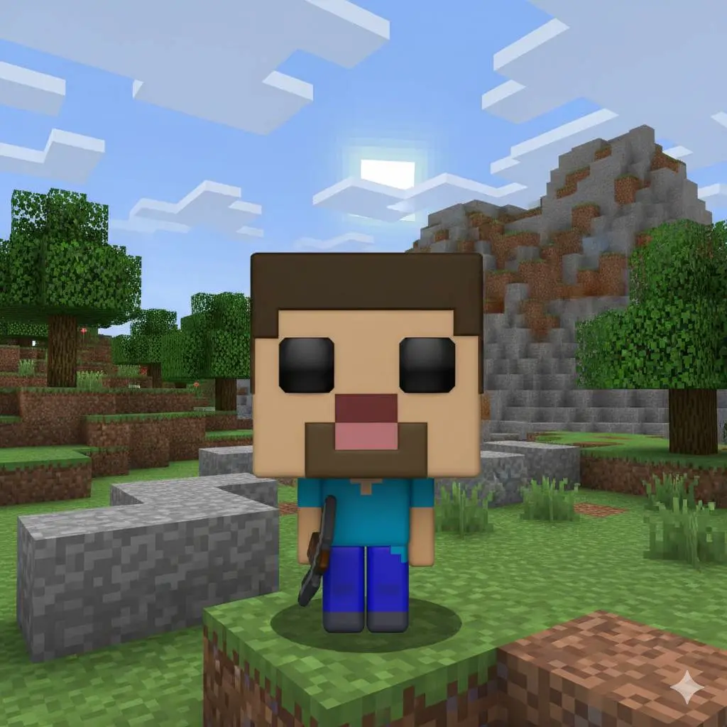 Funko of Steve from Minecraft