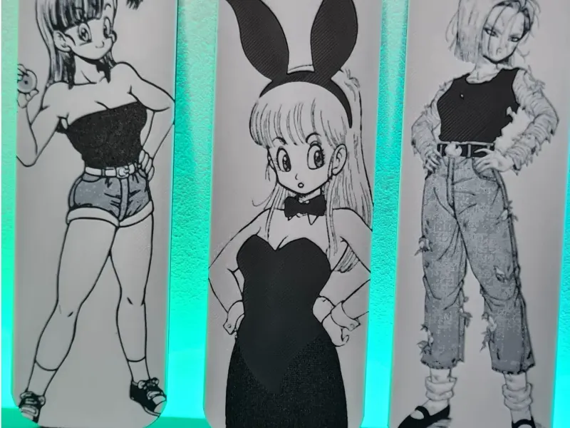 Dragon Ball Girls Hueforge BookMark Black & White