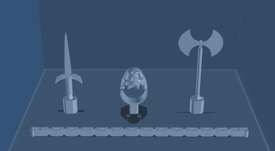 skull ring sword & axe chain spinner