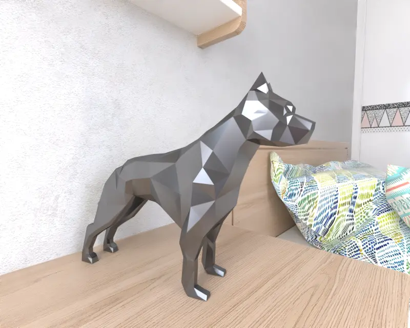Pitbull Dog Lowpoly Low poly