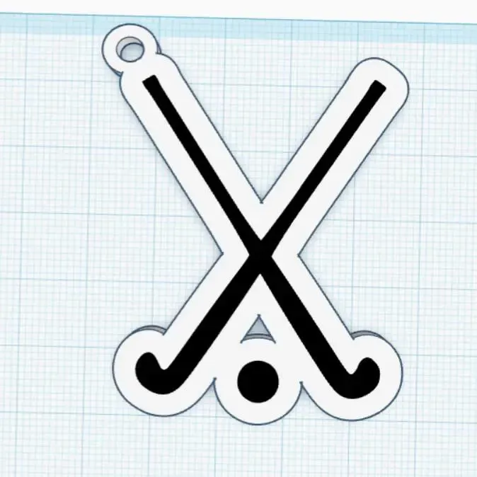 Hockey Sticks Silhouette Keychain – STL File for 3D Printing
