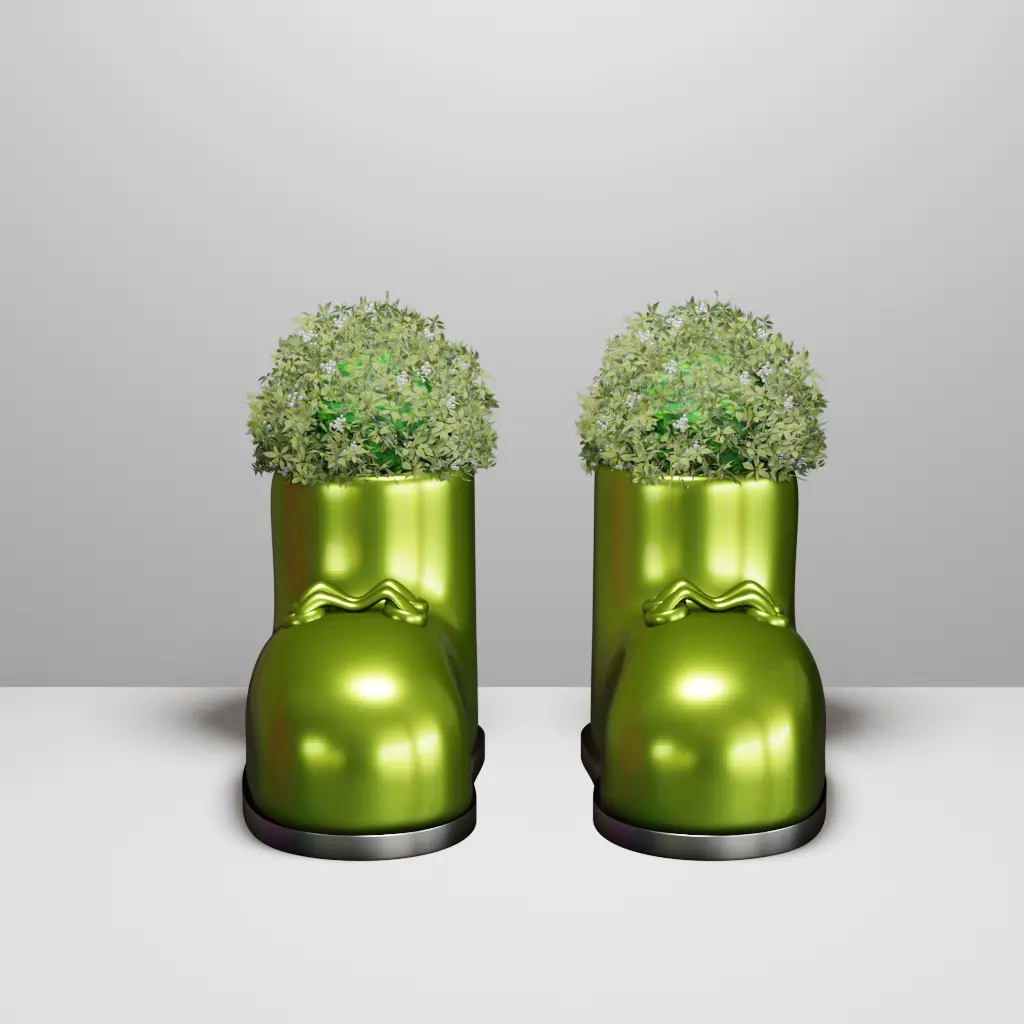 SHOE-LOOK FLOWERPOT AND PENCIL CASE