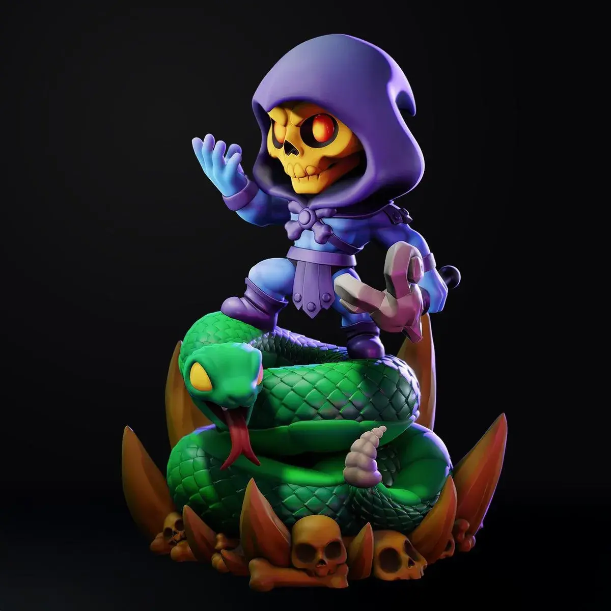 💀Skeletor Chibi: El Señor de la Montaña Serpiente 🏰🐍