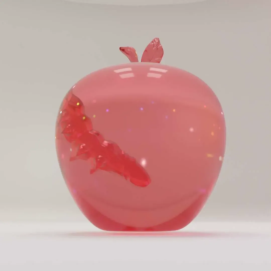 Worm In An Apple (Clear Resin Print Only)