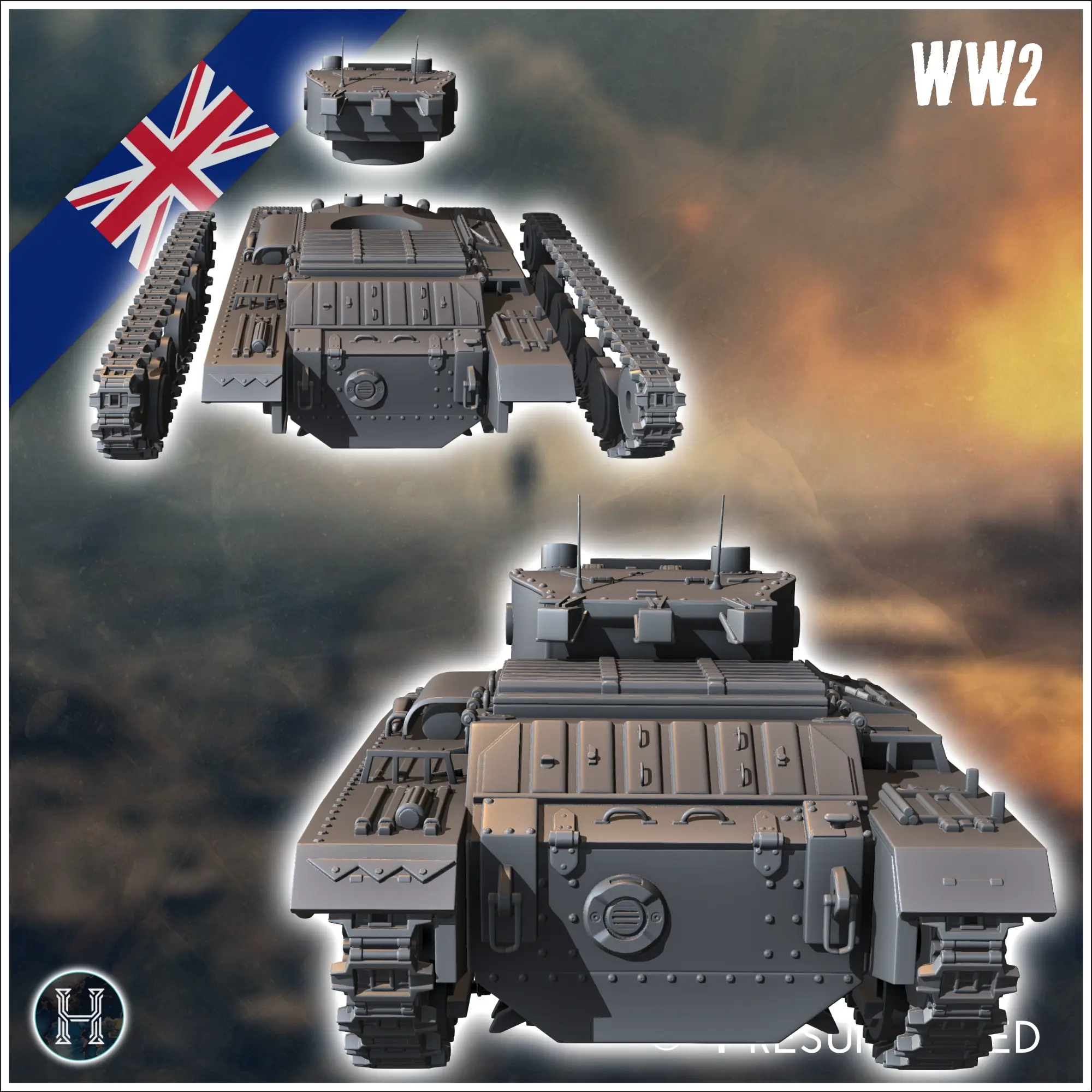 Chars d'infanterie Valentine Mark Mk. VIIA - miniatures ww2 vehicules