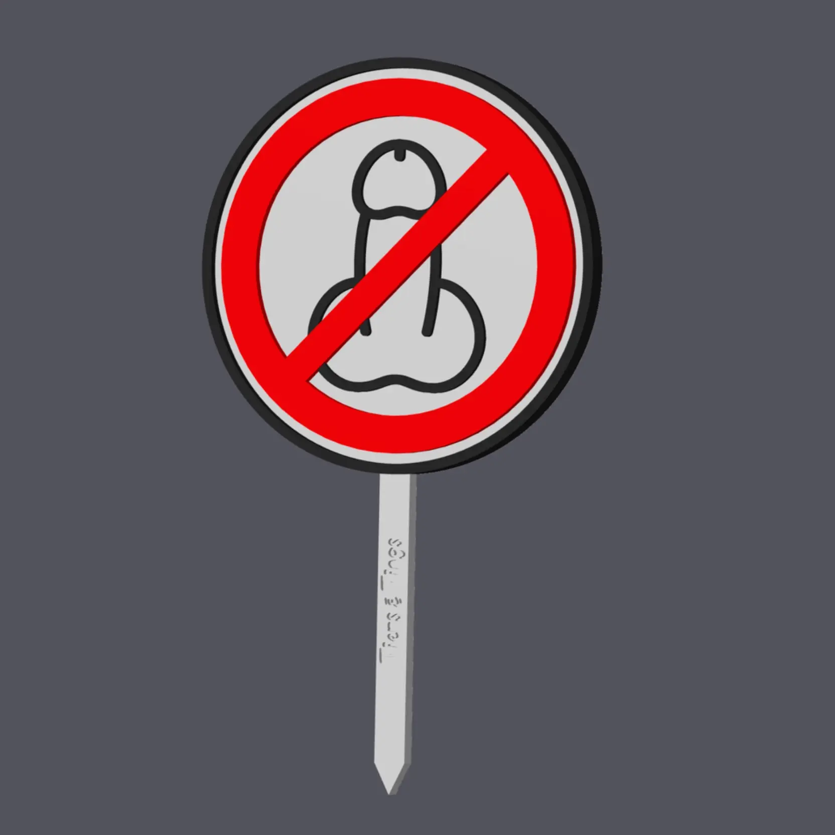Penis Forbidden - Traffic Sign - Caketopper v2