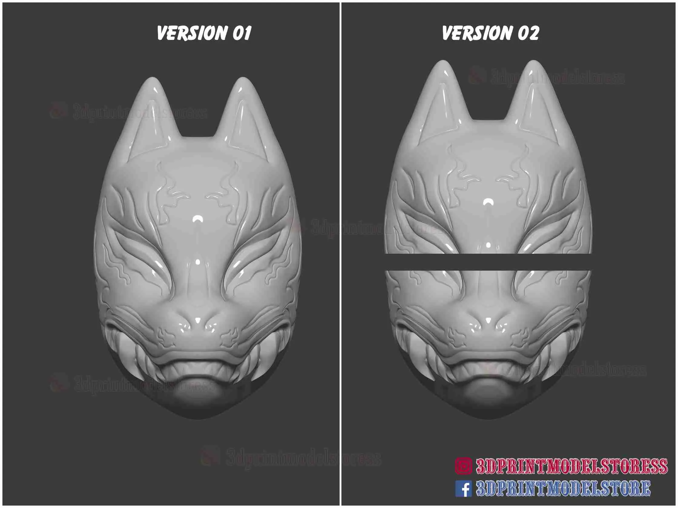 Maschera da volpe kitsune giapponese - Oni Samurai Cosplay