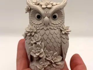 Flower Owl Figurine