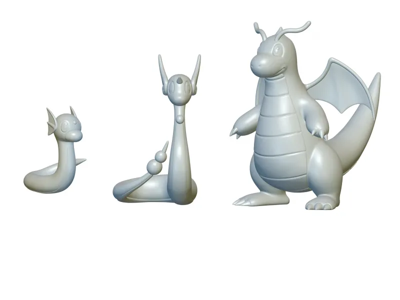 Pokemon Dratini &amp; Dragonair &amp; Dragonite - 3D Baskı!
