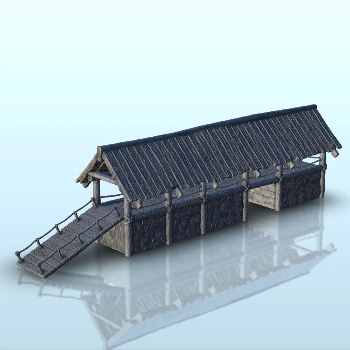 Model Walkway Ramp Props & Terrain STL Download - Stone walkway with wooden roof and ...