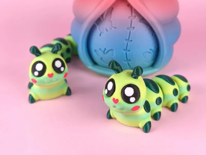 Cute Flexi Caterpillar (Toy, Keychain), Articulated