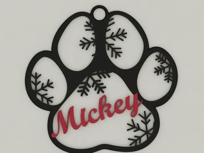 Christmas ornament - dog paw - custom name