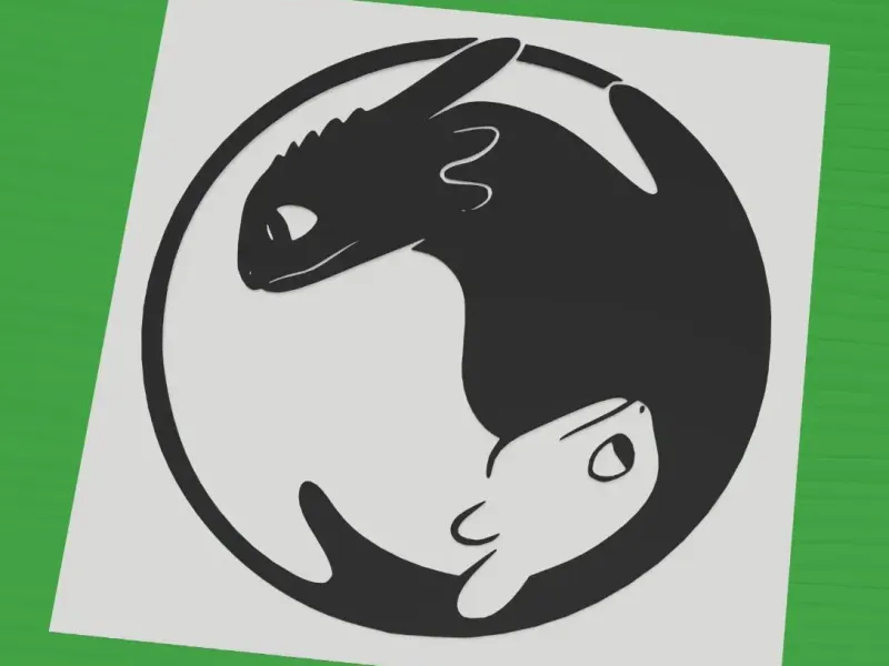 Toothless Light Fury Dragon yin yang black white