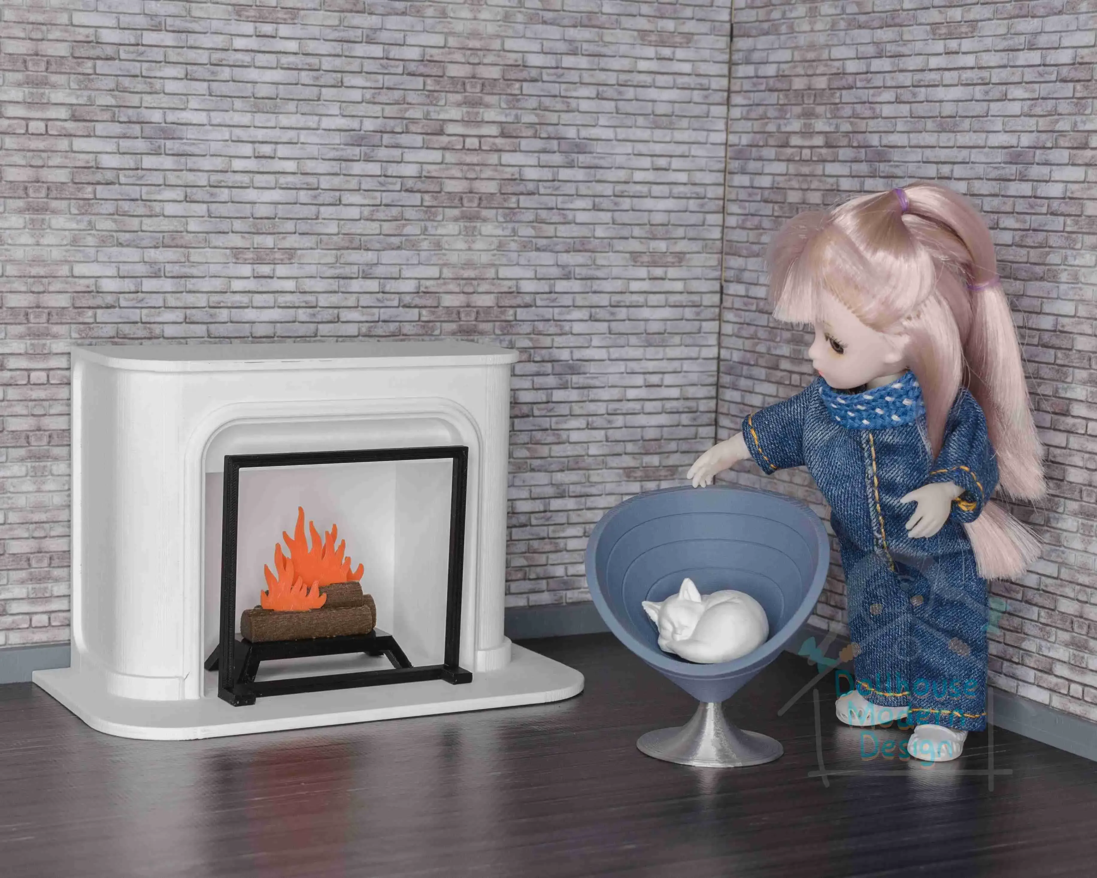 Modern Fireplace in 1:12 scale - dollhouse furniture