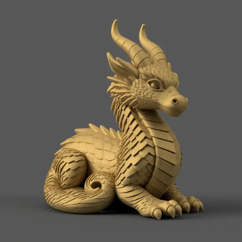 Charming Baby Dragon 3D STL File for Desk or Decor