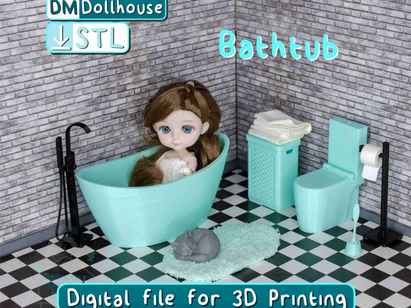 Baignoire moderne 1:12 pour maison de poupée
