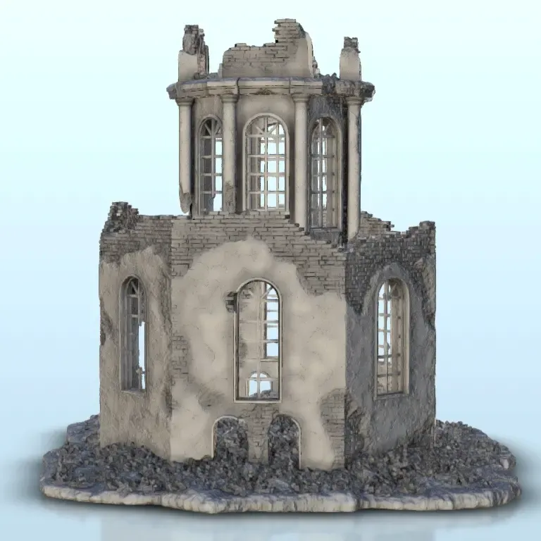 Ruined mausoleum 7 - WW2 Terrain scenery diaroma