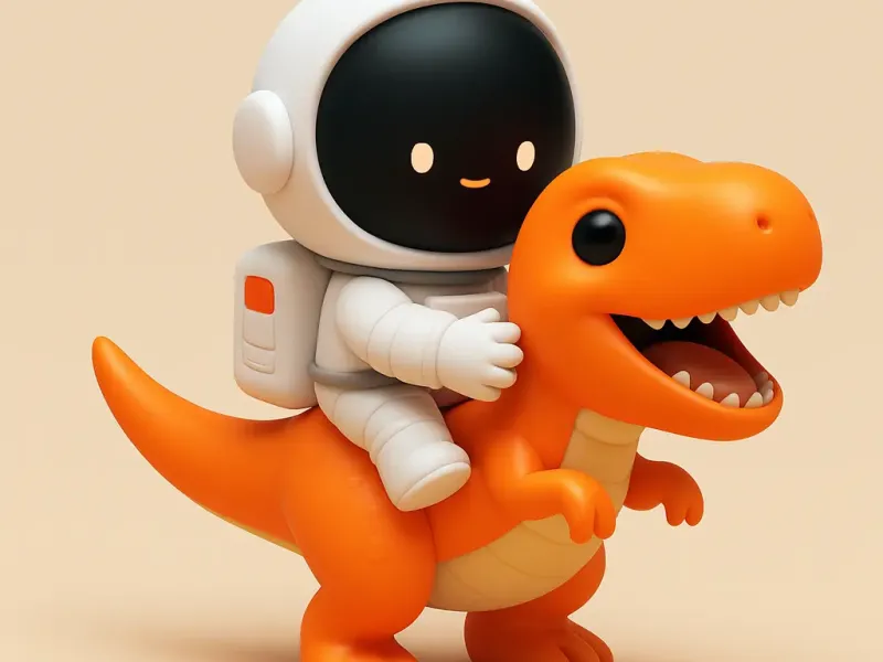 Astronauta montando dinosaurio t-rex