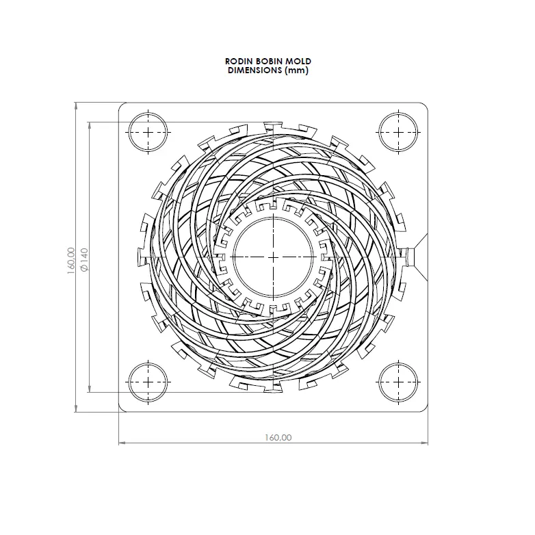 RODIN BOBIN MOLD FOR RESIN - 140 X 140 X 52.5 12 TURNS