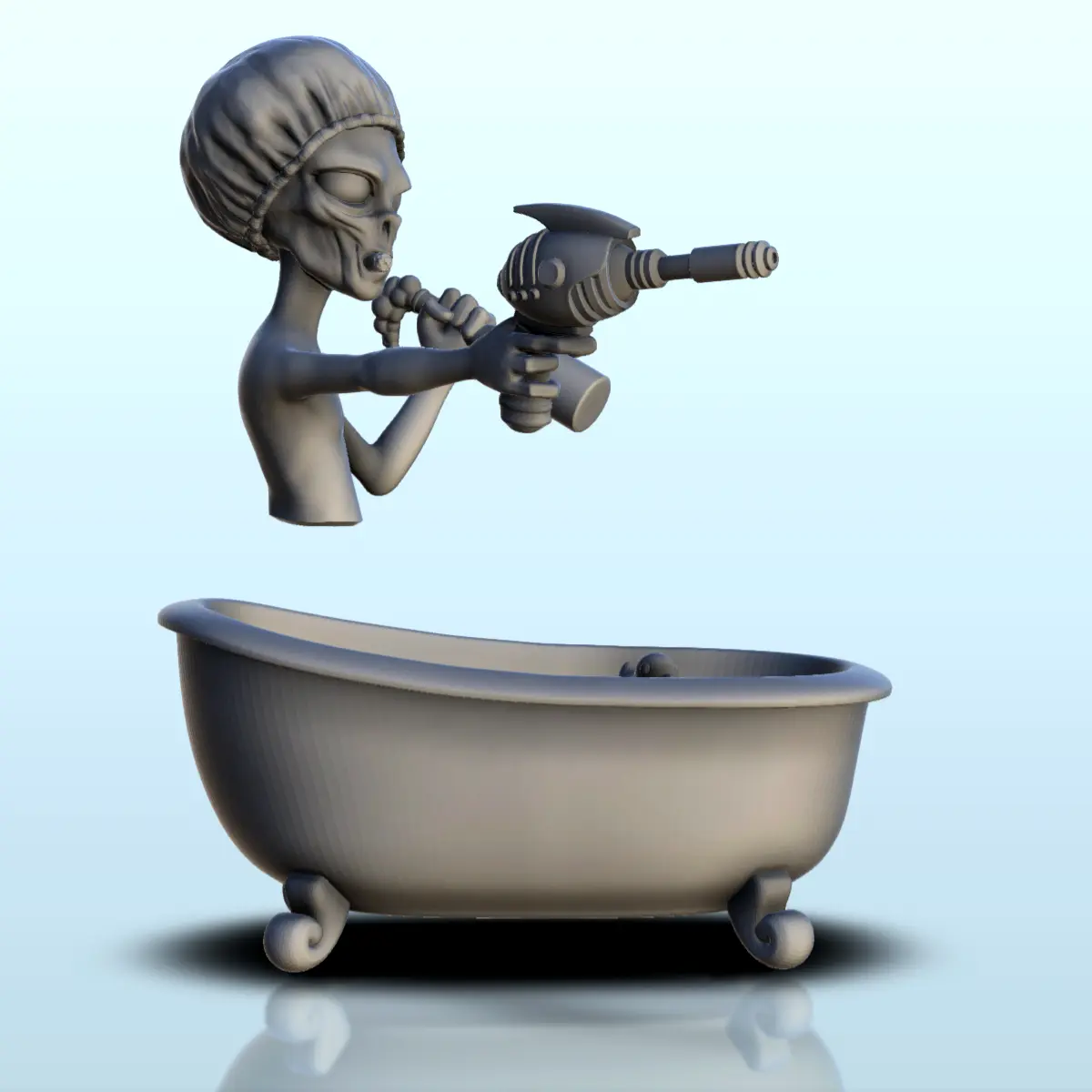 Armed alien in his bathtub with floating duck (5) (+ pre-sup