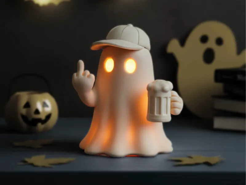 Fantasma do Dedo do Meio | Suporte para Vela / Figurinha Cerveja - Boné