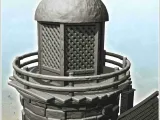 Medieval lighthouse on island with wooden pontoon (10) - sce-7