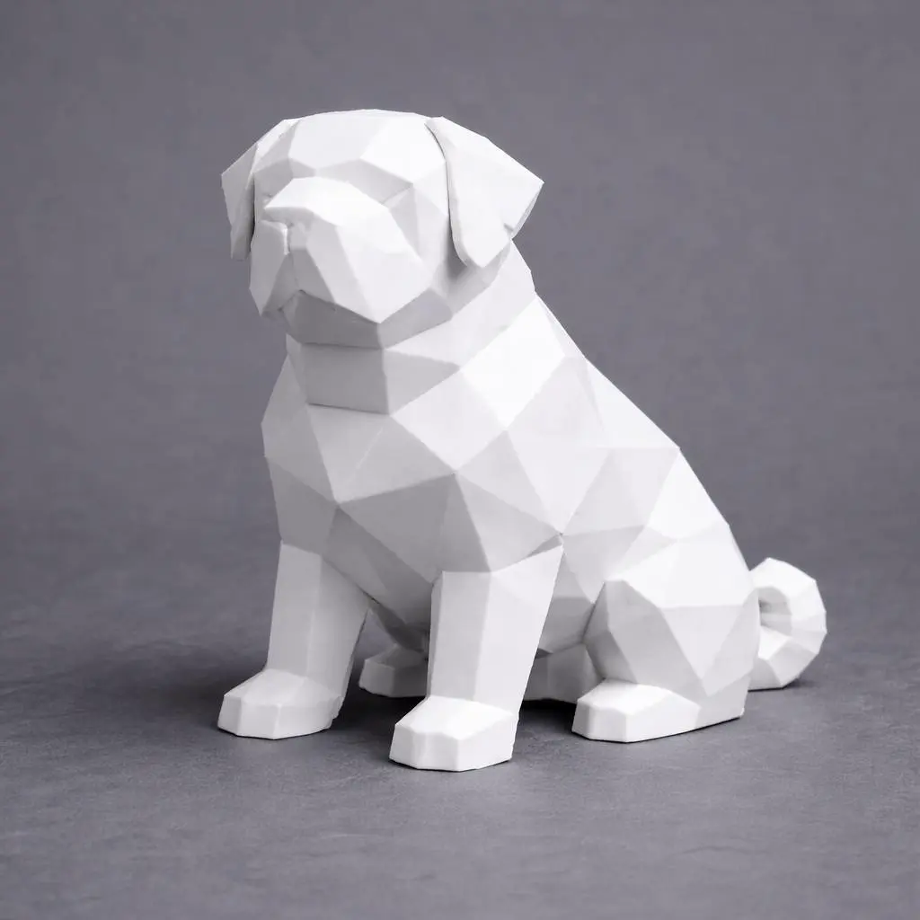 🗿 Low-Poly English Mastiff Sculpture 🧩