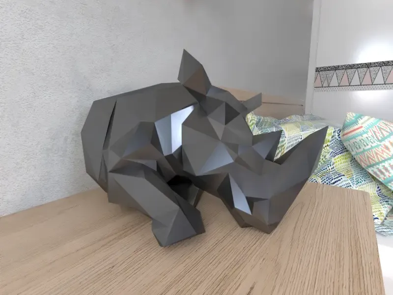 Rhyno Seated Wall Lowpoly Low poly