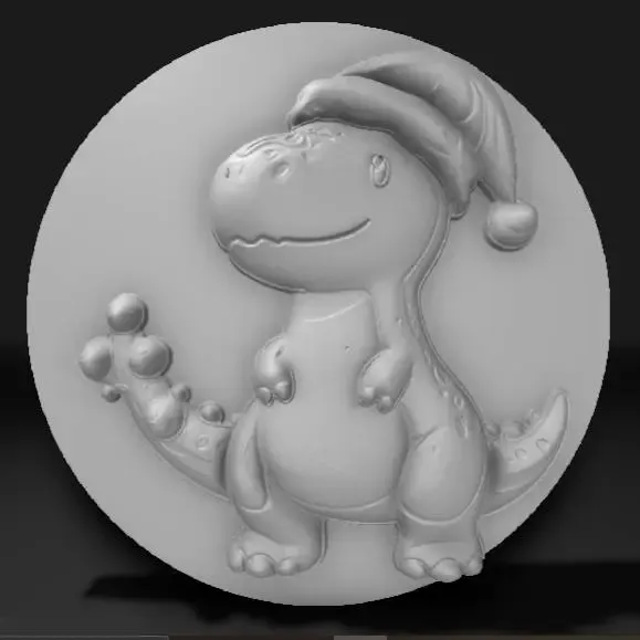 Christmas dinosaurs, cheerful T-Rex wearing a Santa hat