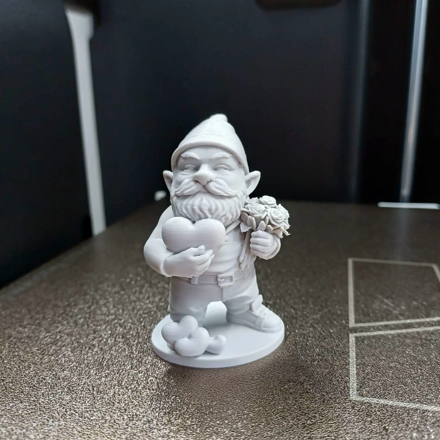 Valentine Gnome with Heart & Flowers