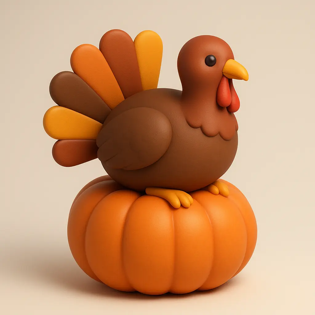 turkey on pumpkin Thanksgiving ai generates