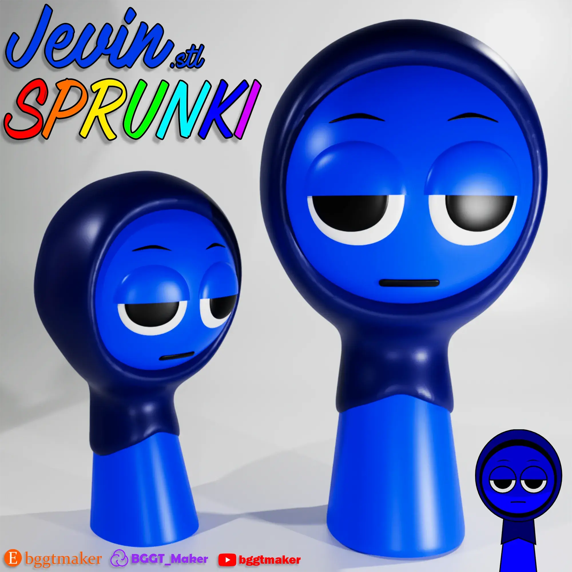 JEVIN SPRUNKI INCREDIBOX BLUE | Sprunki 3D Model STL Fan Art