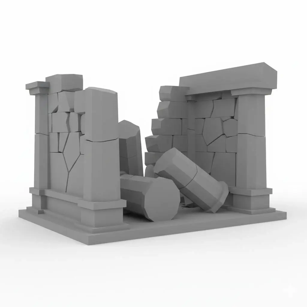 Ancient Ruined Temple Structure – 3D Printable Aquarium