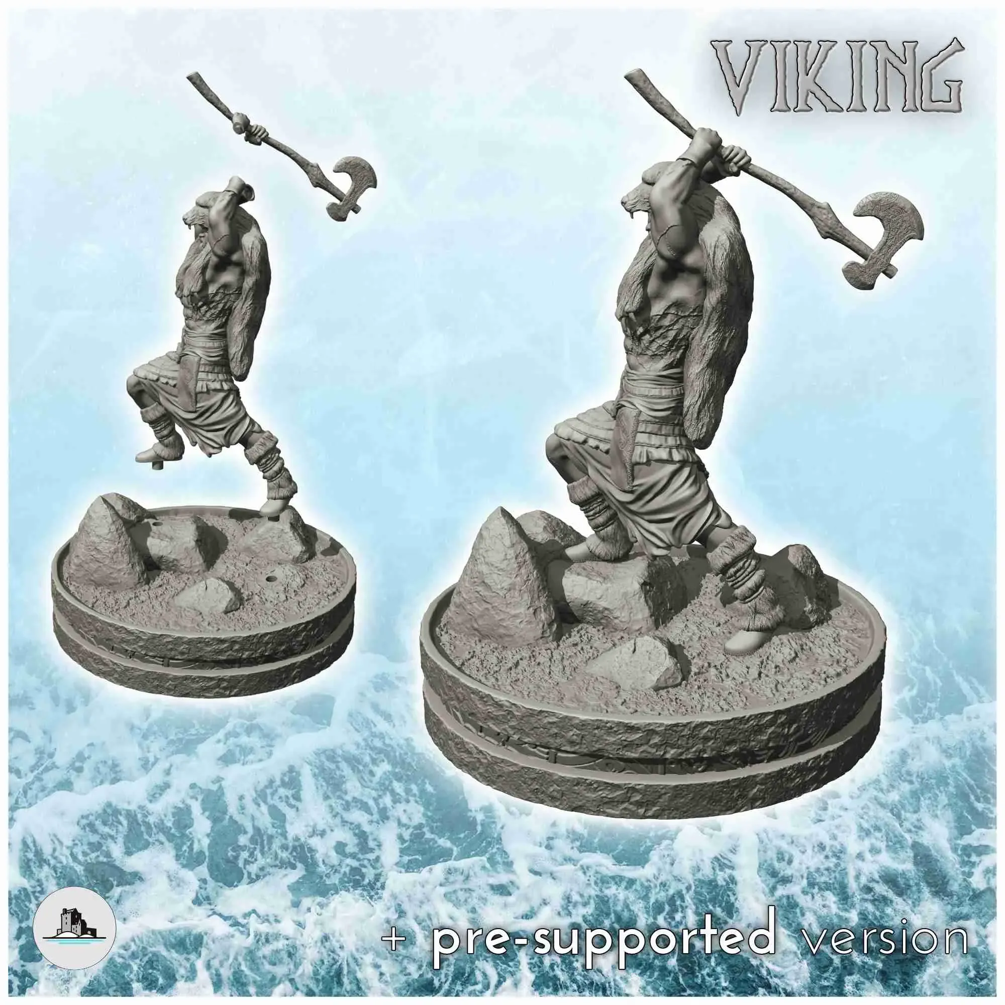 Viking warrior with axe and animal skin (3) - scenery mediev