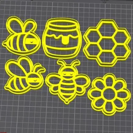 bee Cookie Cutter Set – 3D Printable STL for Baking