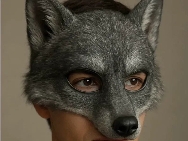 MASCARA MEDIO LOBO REALISTA CON PELOS IDEAL COSPLAY DISFRAZ