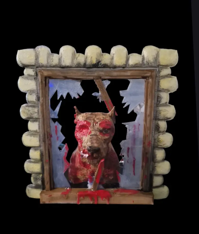 perro zombie SALTANDO POR LA VENTANA