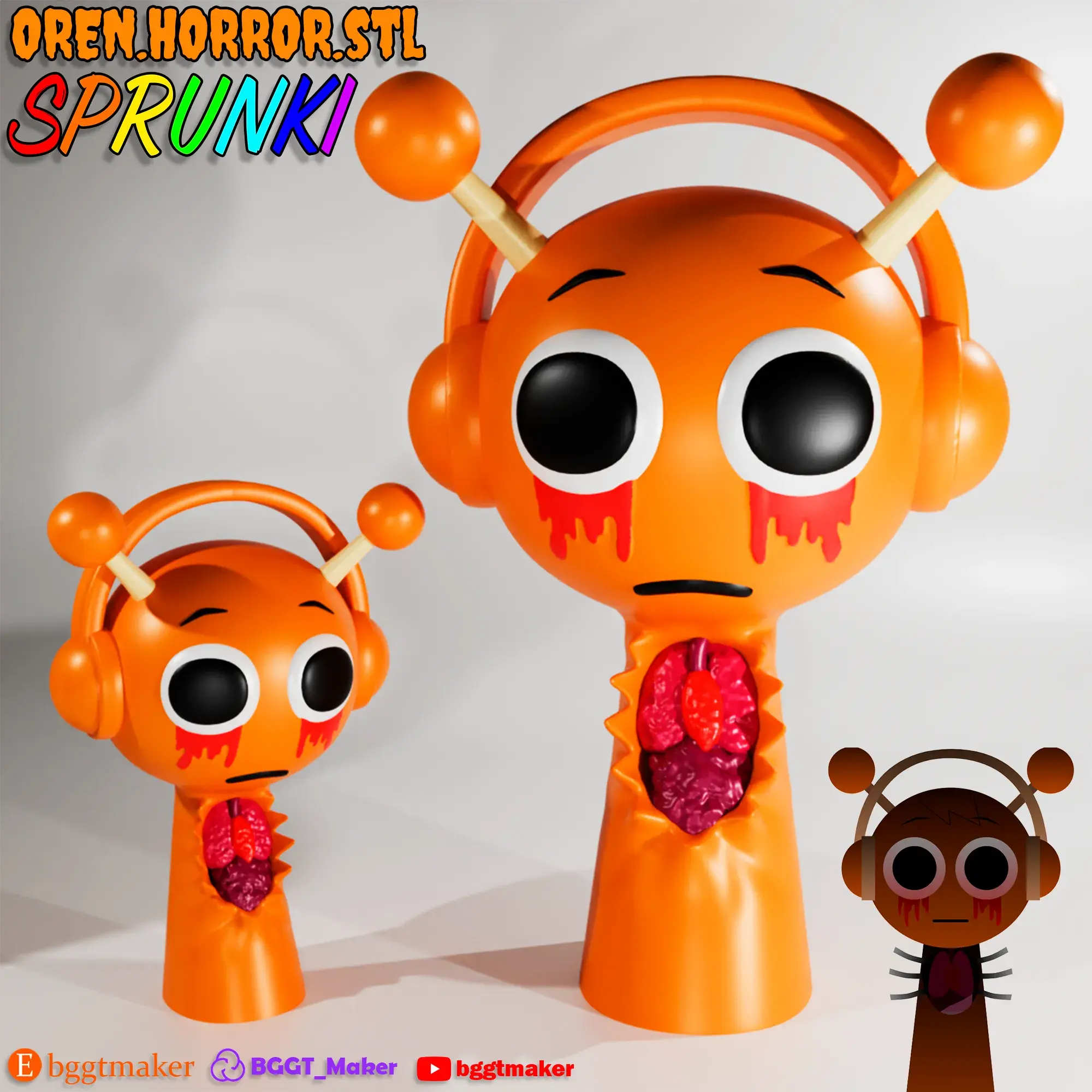 OREN HORROR SPRUNKI INCREDIBOX | Orange Sprunki 3D Model stl